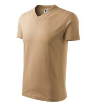 V-neck 102 tričko unisex pieskové