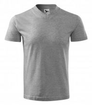 V-neck 102 tričko unisex tmavosivý melír